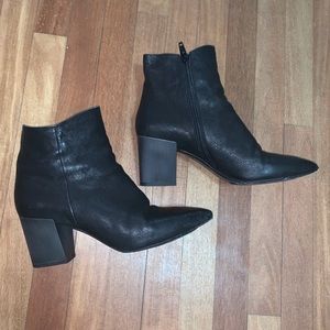 Black faux leather ankle boots, 5-5.5
